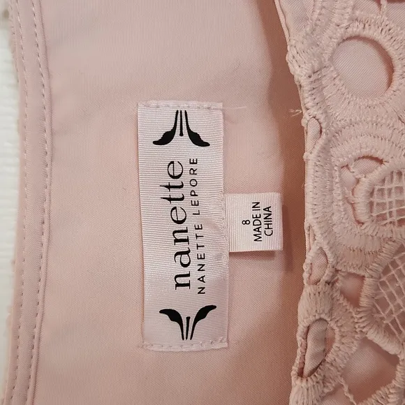 Nanette Lapore lace dress bell tulip sleeves wedding summer blush powder pink
