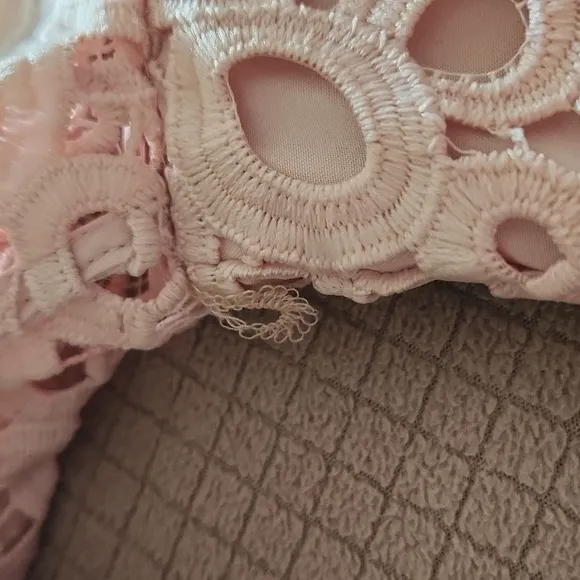 Nanette Lapore lace dress bell tulip sleeves wedding summer blush powder pink