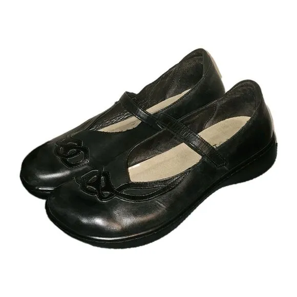 Naot Bluegill Black Smooth &amp; Nubuck Leather  Mary Jane Shoes Sz US 10/EU 41