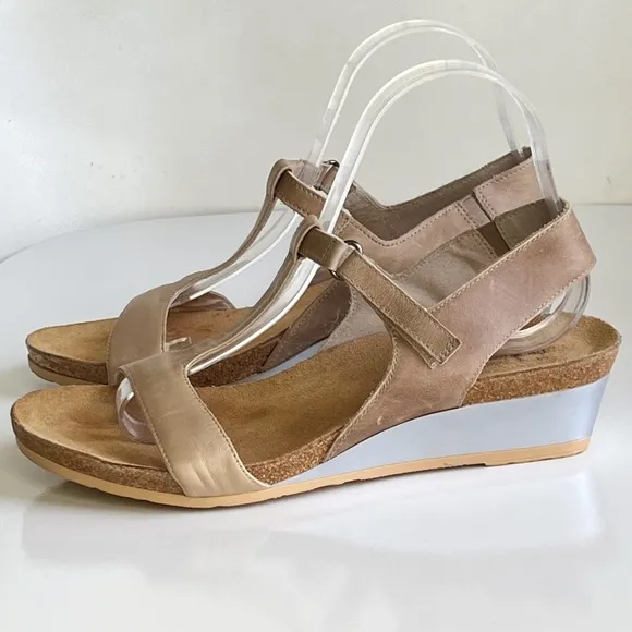 Naot Shoes Womens 9 Unicorn Wedge Sandals Leather T Strap Adjustable Comfort