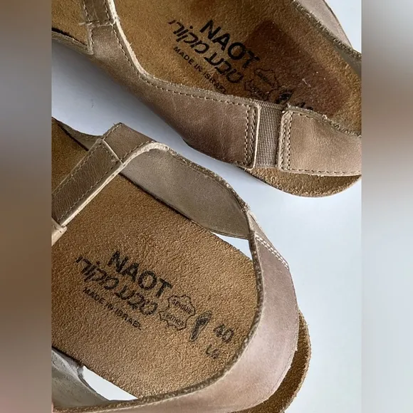 Naot Shoes Womens 9 Unicorn Wedge Sandals Leather T Strap Adjustable Comfort