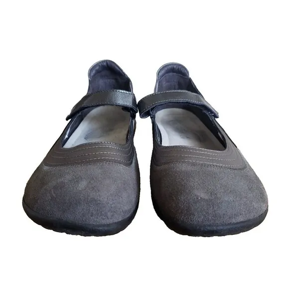 NAOT Women's Kirei Mary Jane Shoes Gray Leather Suede Size 10 EUR 41