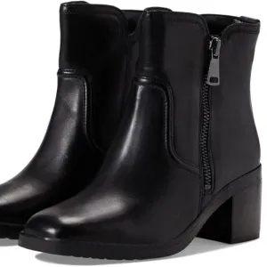 Naturalizer Emmy Block Heel Bootie in Black Leather (WIDE)