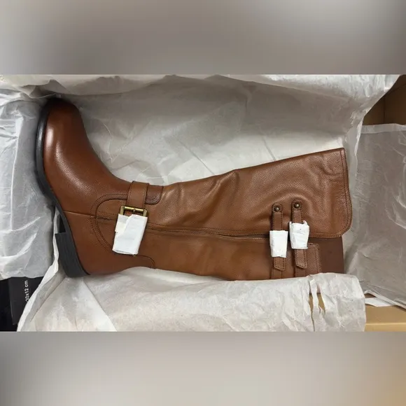 Naturalizer Jessie Cinnamon Wide Calf Round Toe Knee High Leather Boots  8M  NIB