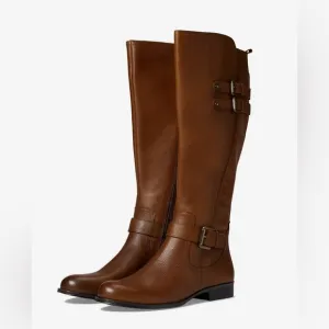 Naturalizer Jessie Cinnamon Wide Calf Round Toe Knee High Leather Boots  8M  NIB