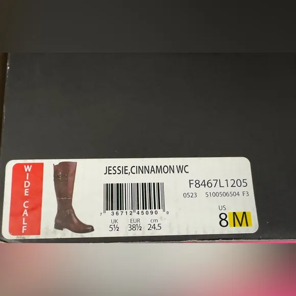Naturalizer Jessie Cinnamon Wide Calf Round Toe Knee High Leather Boots  8M  NIB