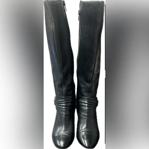 Naturalizer N5 Comfort Wide Calf Boot Knee High 90’s Studded 7 Black 4 in Heel