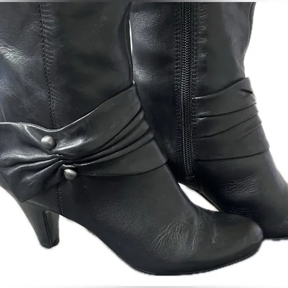 Naturalizer N5 Comfort Wide Calf Boot Knee High 90’s Studded 7 Black 4 in Heel