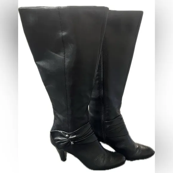 Naturalizer N5 Comfort Wide Calf Boot Knee High 90’s Studded 7 Black 4 in Heel