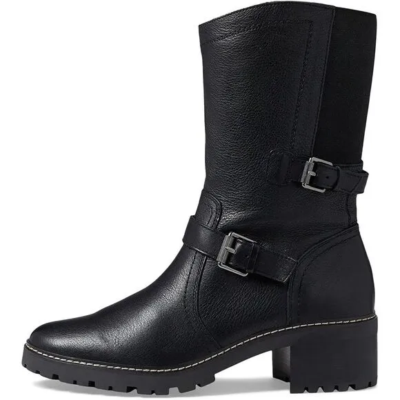 NATURALIZER TALON WOMENS LEATHER MOTORCYCLE MID-CALF BOOTS