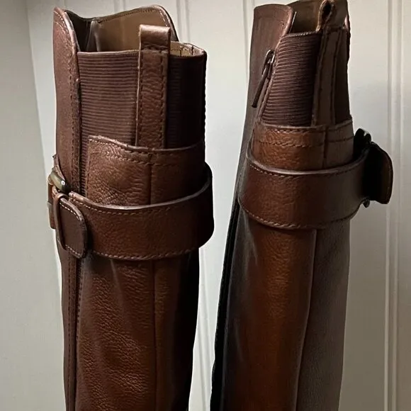 Naturalizer Womens Jean Zipper Knee-High Motorcycle Boots Size 9 in Chocolate