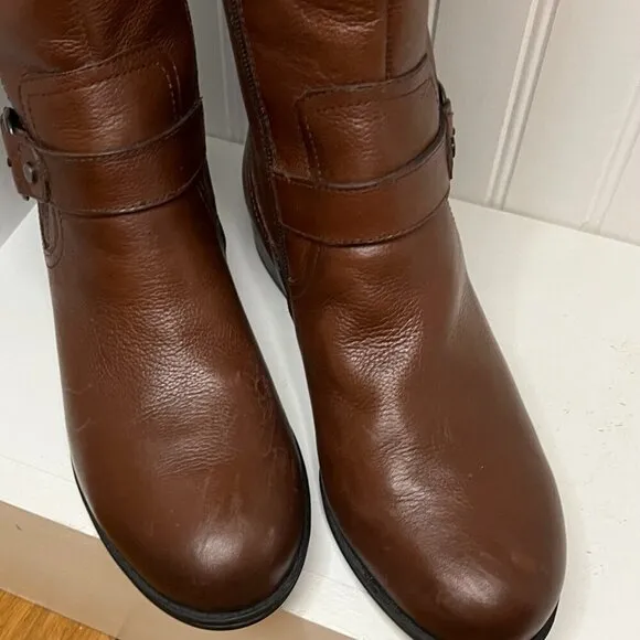 Naturalizer Womens Jean Zipper Knee-High Motorcycle Boots Size 9 in Chocolate