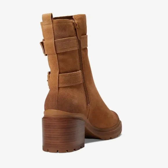 Naturalizer Womens Trina Tan Leather Block Heel Motorcycle Boots Boots Size 8 M