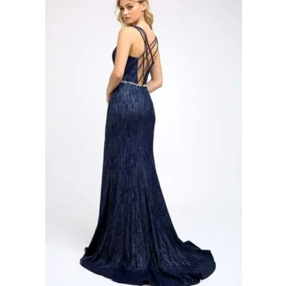 Navy,rose gold, burgundy, fitted open back dress