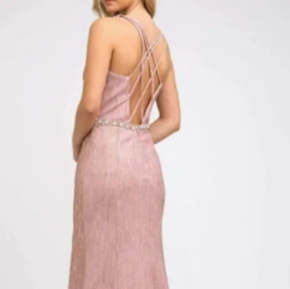 Navy,rose gold, burgundy, fitted open back dress
