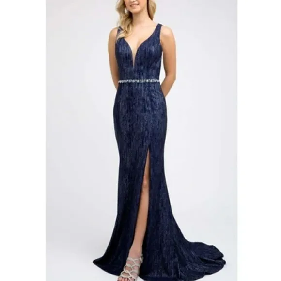 Navy,rose gold, burgundy, fitted open back dress