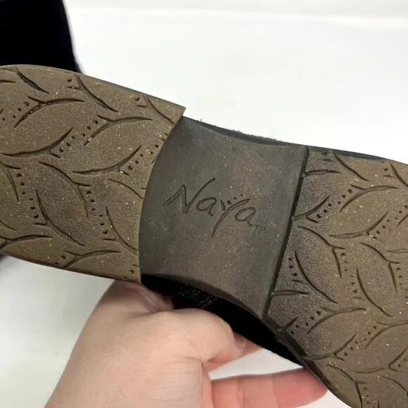 Naya Agave Black Leather Lace and Zip Up Ankle Boots