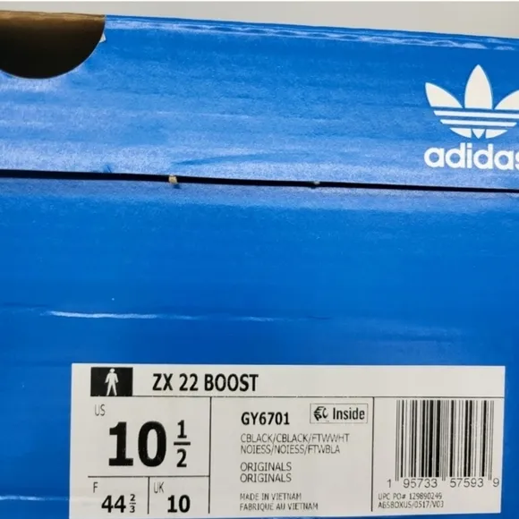 New adidas ZX 22 Boost Black White Men's Running Shoes Size 10.5