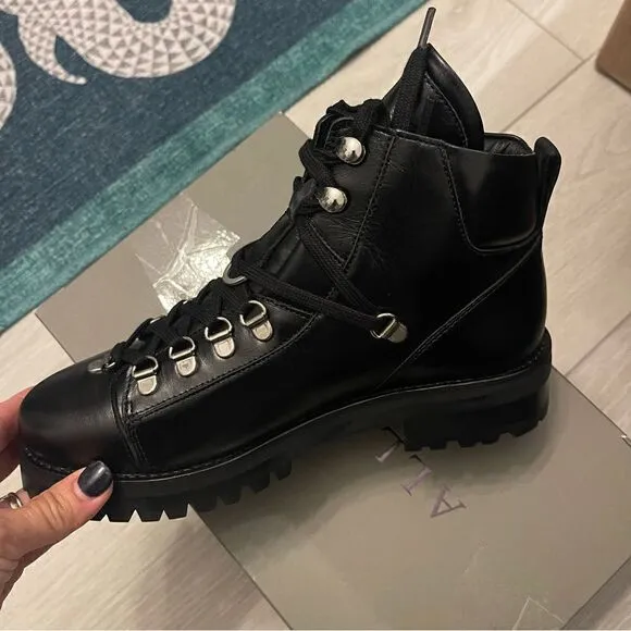 New All Saints Franks Lace up boots black leather