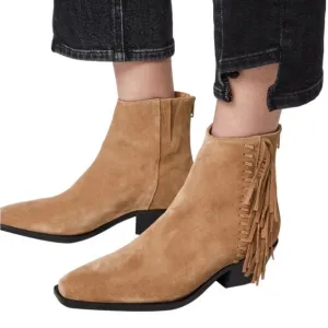 New! ALL SAINTS Layla Suede Leather Fringe Boots EU 39 US 9 $389