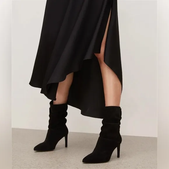 NEW! All Saints Orlana Black Suede Slouch Boots Size 40