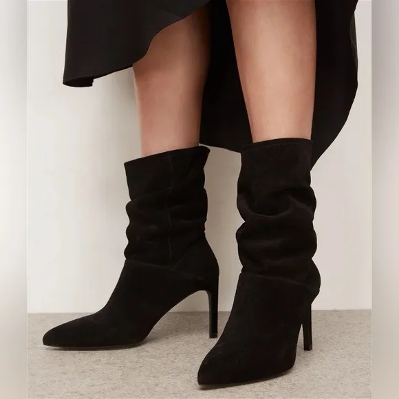 NEW! All Saints Orlana Black Suede Slouch Boots Size 40