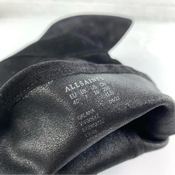 NEW! All Saints Orlana Black Suede Slouch Boots Size 40