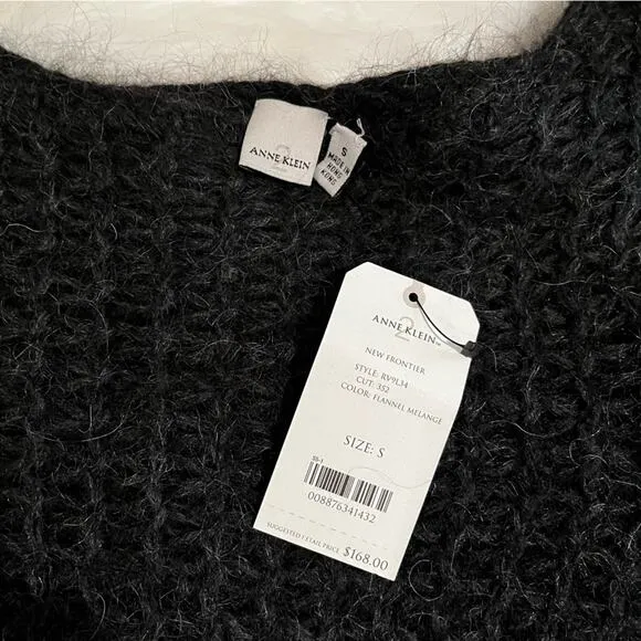 NEW Anne Klein Chunky Fuzzy Wool Mohair Open Knit Long Sleeve Cozy Sweater NWT