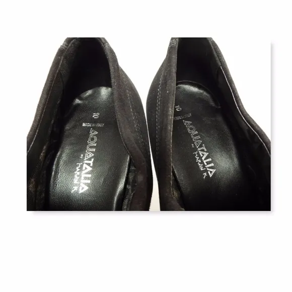 New AQUATALIA Charcoal Gray Suede Leather Weather Proof ROSETTA Bootie Pumps 10