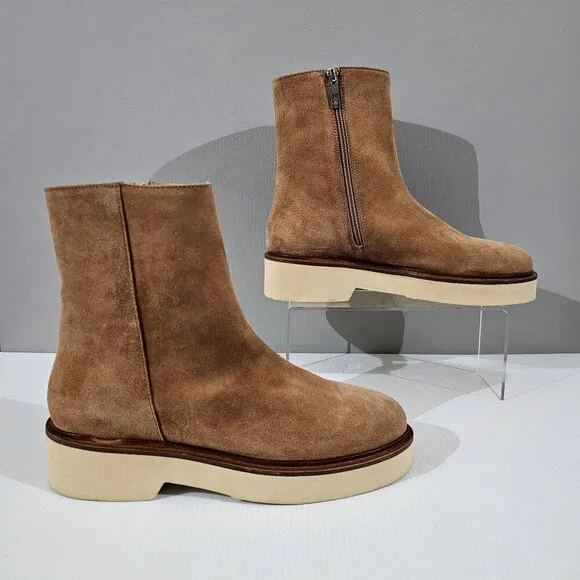 NEW Aquatalia Maddie Platform Bootie Water Resistant Brown Suede Size 10