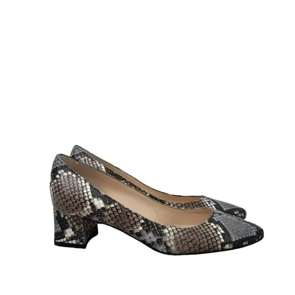 NEW Aquatalia Pasha Embossed Snake Print Pumps Block Heels‎