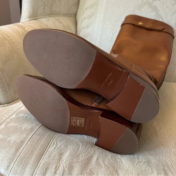 New Authentic TORY BURCH Everly Strap Riding Boots Sierra Tan Size 5.5 $528