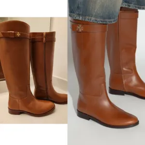 New Authentic TORY BURCH Everly Strap Riding Boots Sierra Tan Size 5.5 $528