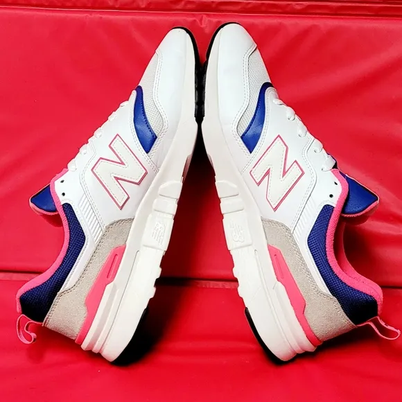 New Balance 997H White Laser Blue Pink Men's Running Shoes #CM997HAJ size 10.5