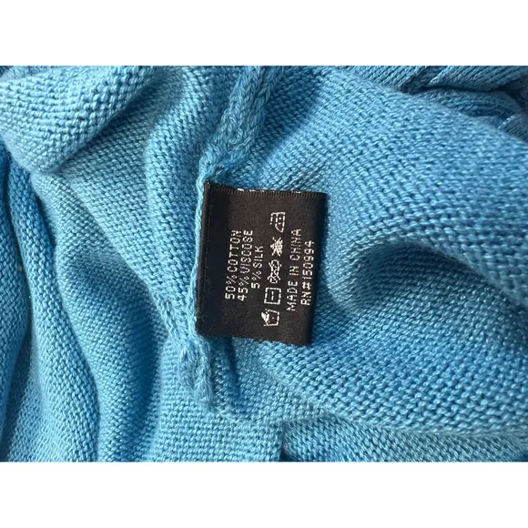 New Belldini Black Label Quarter Sleeve Boat Neck Sweater Silk Blend Teal Blue L