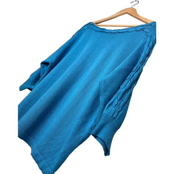 New Belldini Black Label Quarter Sleeve Boat Neck Sweater Silk Blend Teal Blue L