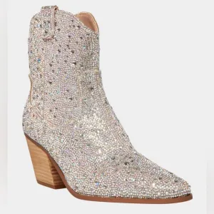 🌸NEW BETSEY JOHNSON DIVA RHINESTONE ANKLE BOOTS Sz 8.5 WITH BOX.