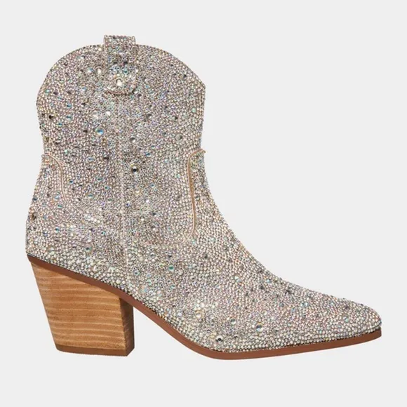🌸NEW BETSEY JOHNSON DIVA RHINESTONE ANKLE BOOTS Sz 8.5 WITH BOX.
