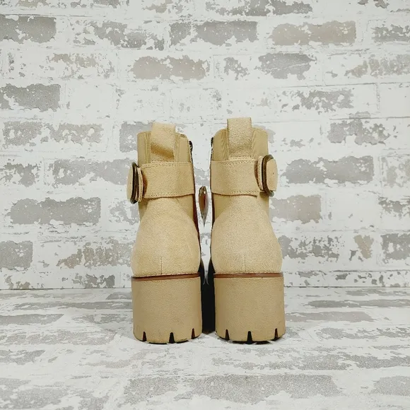 NEW Blondo Dahlia Tan Nubuck Waterproof Motorcycle Booties D859