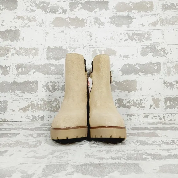 NEW Blondo Dahlia Tan Nubuck Waterproof Motorcycle Booties D859