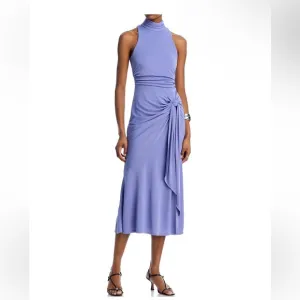 NEW CINQ A SEPT BLACK RORI HALTER FLOUNCE DRESS