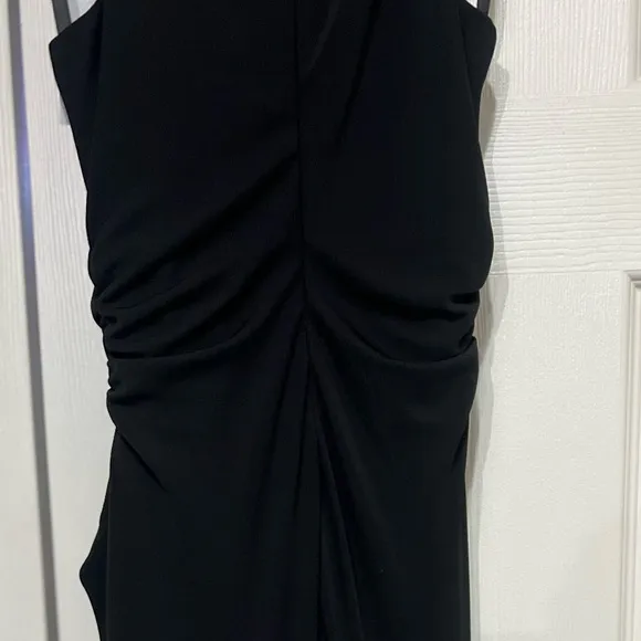 NEW CINQ A SEPT BLACK RORI HALTER FLOUNCE DRESS