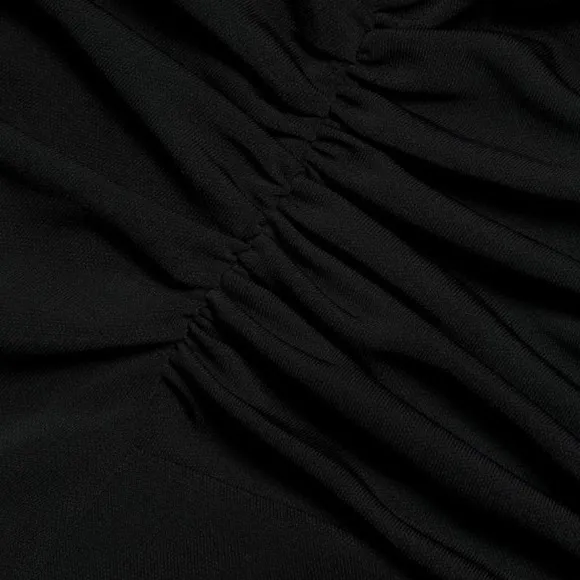 NEW CINQ A SEPT BLACK RORI HALTER FLOUNCE DRESS