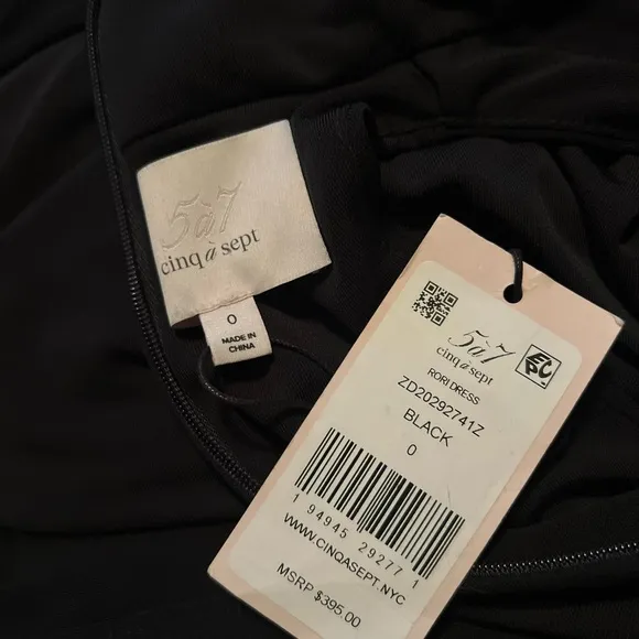 NEW CINQ A SEPT BLACK RORI HALTER FLOUNCE DRESS