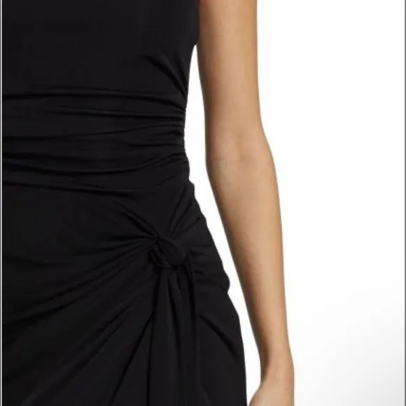 NEW CINQ A SEPT BLACK RORI HALTER FLOUNCE DRESS