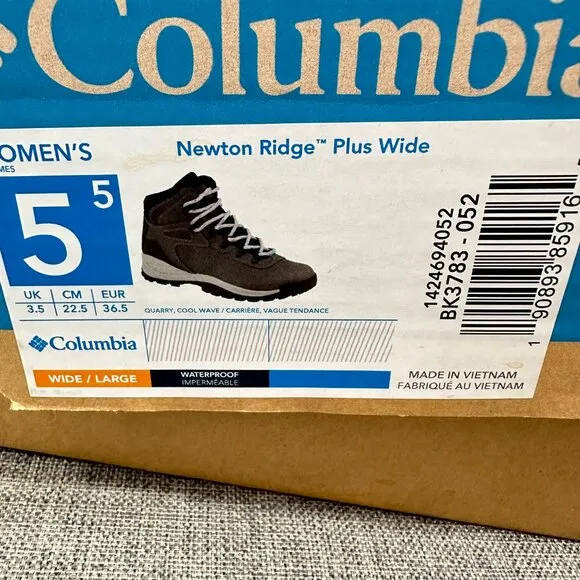 New! Columbia Women's Newton Ridge‎ Shoes Waterproof Hiking 5.5 Gray MSRP: $100
