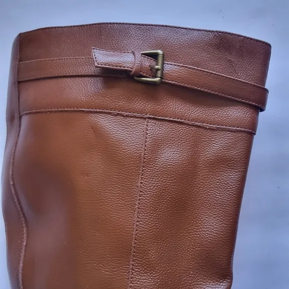 New Comfortview Janis Leather Brown Knee-High Boots with Buckle Detail Size 7.5