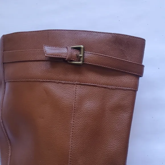 New Comfortview Janis Leather Brown Knee-High Boots with Buckle Detail Size 7.5