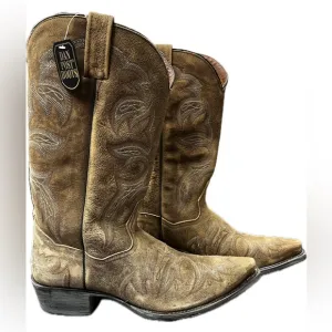NEW Dan Post Cowboy Boots Leather NWT Distressed Snip Toe Tan 10 1/2 D
