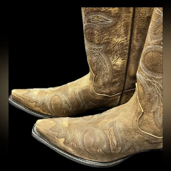 NEW Dan Post Cowboy Boots Leather NWT Distressed Snip Toe Tan 10 1/2 D